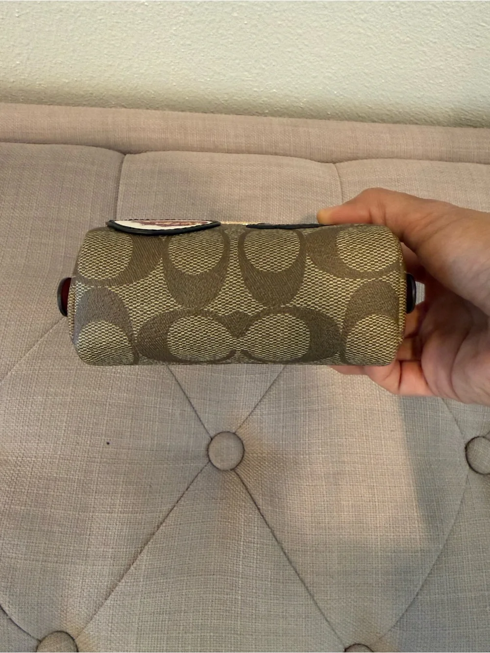 Coach Pouch Monogram Tan with Patches - Picture 3 of 9